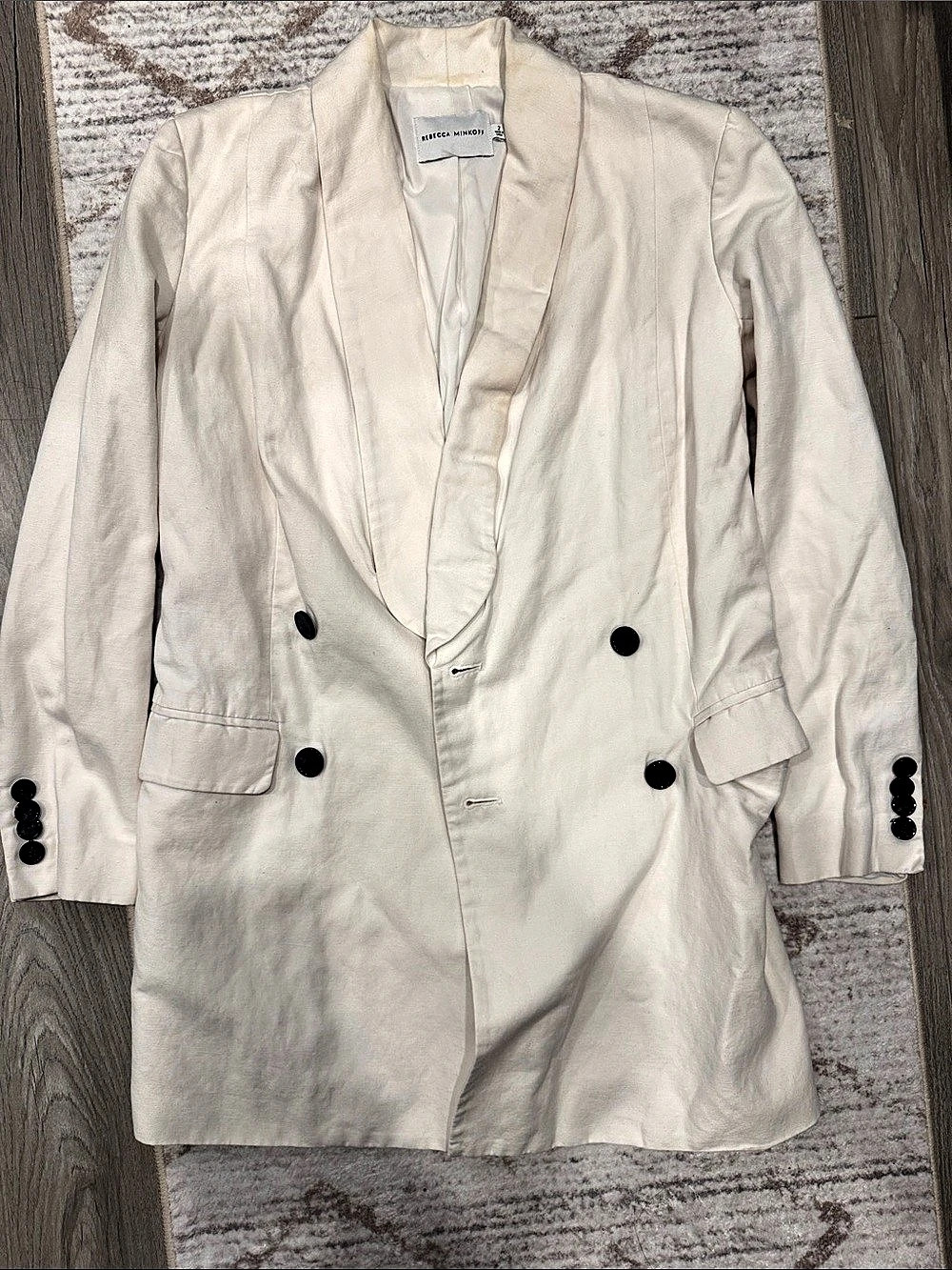 Rebecca Minkoff Cream Cotton Linen Blazer - Tagged Size European 2 (Fits Oversiz